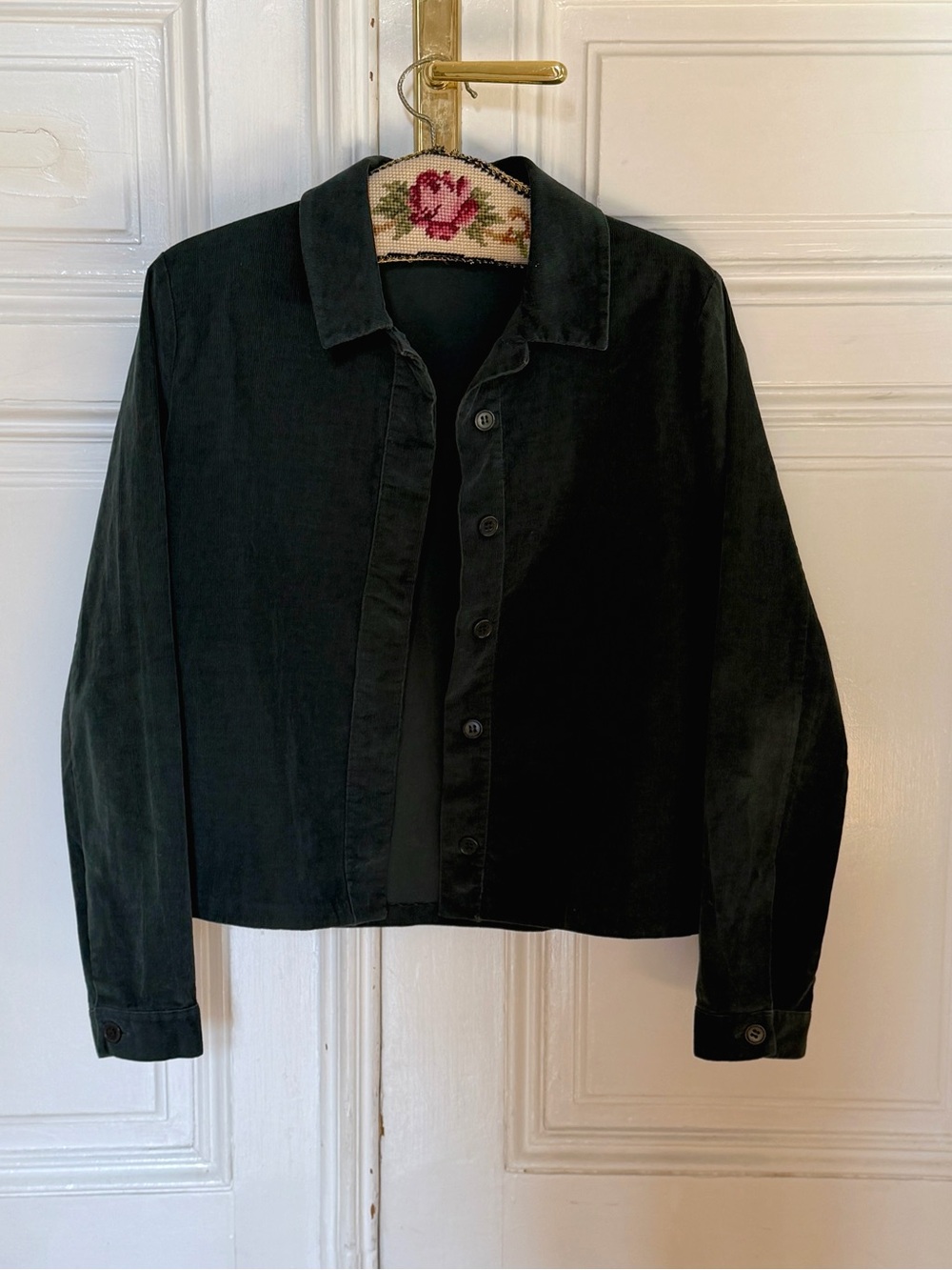 COS Forest Green Button-Front Corduroy Jacket